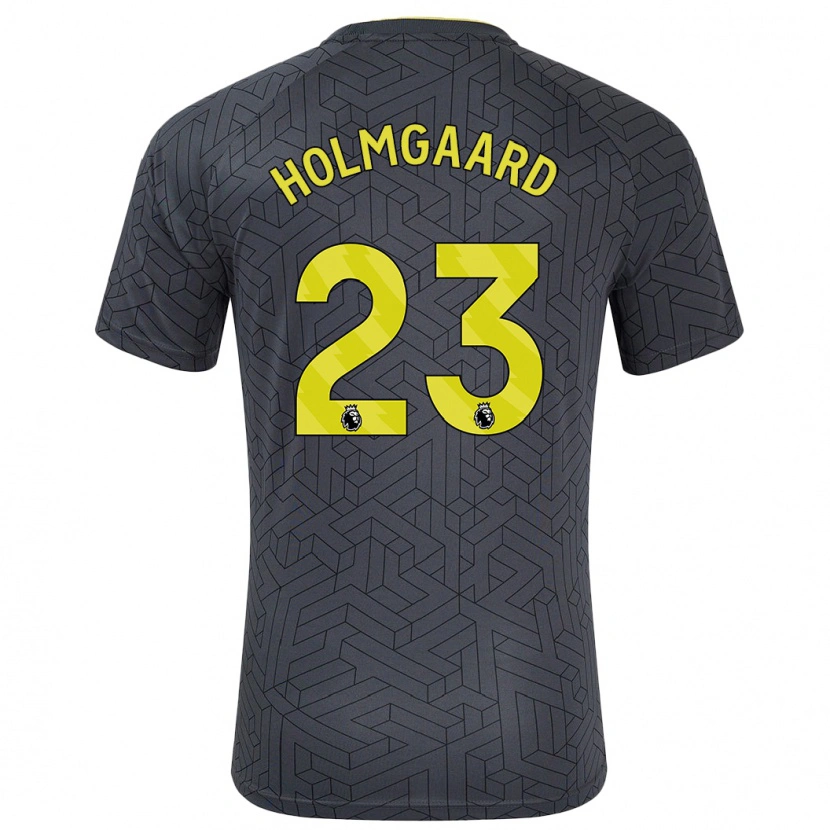 Danxen Niño Camiseta Sara Holmgaard #23 Negro Amarillo 2ª Equipación 2024/25 La Camisa México