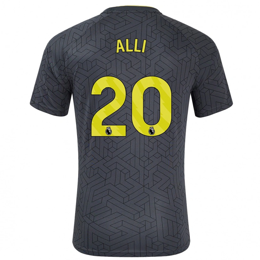 Danxen Niño Camiseta Dele Alli #20 Negro Amarillo 2ª Equipación 2024/25 La Camisa México
