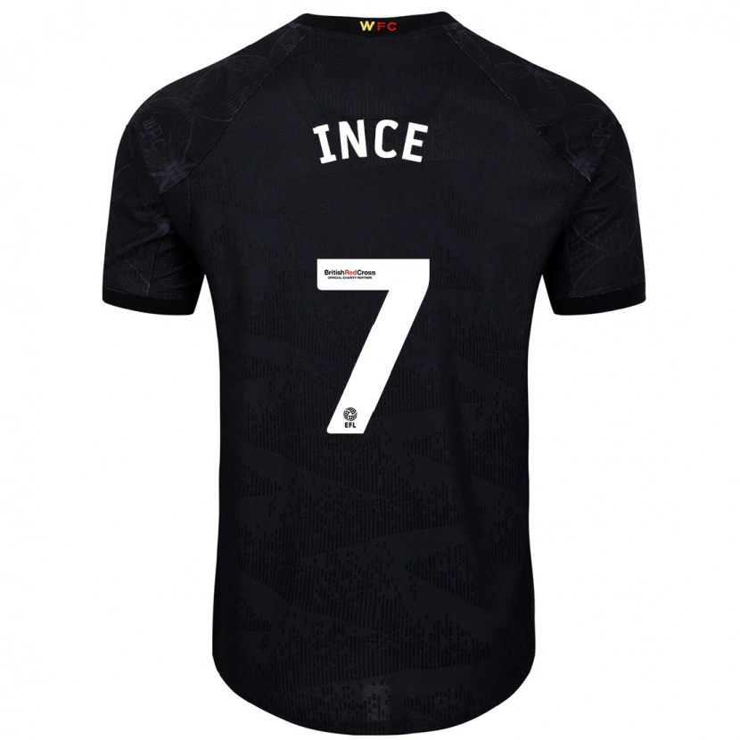 Danxen Niño Camiseta Tom Ince #7 Negro Blanco 2ª Equipación 2024/25 La Camisa México