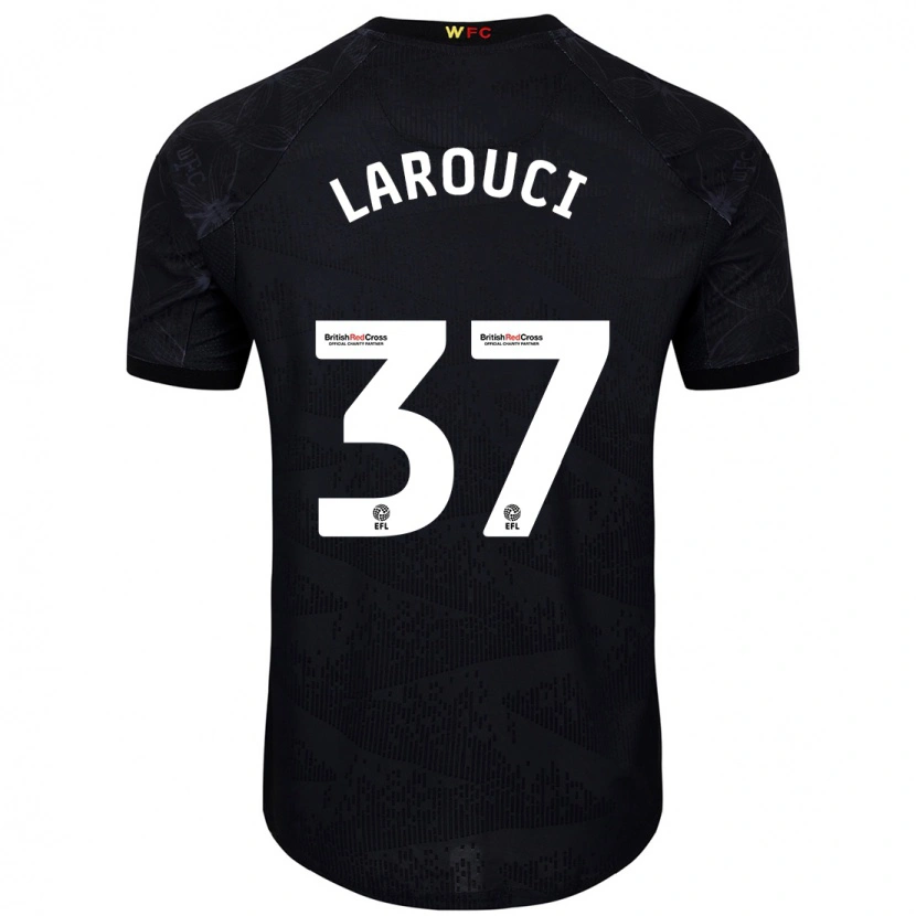 Danxen Niño Camiseta Yasser Larouci #37 Negro Blanco 2ª Equipación 2024/25 La Camisa México