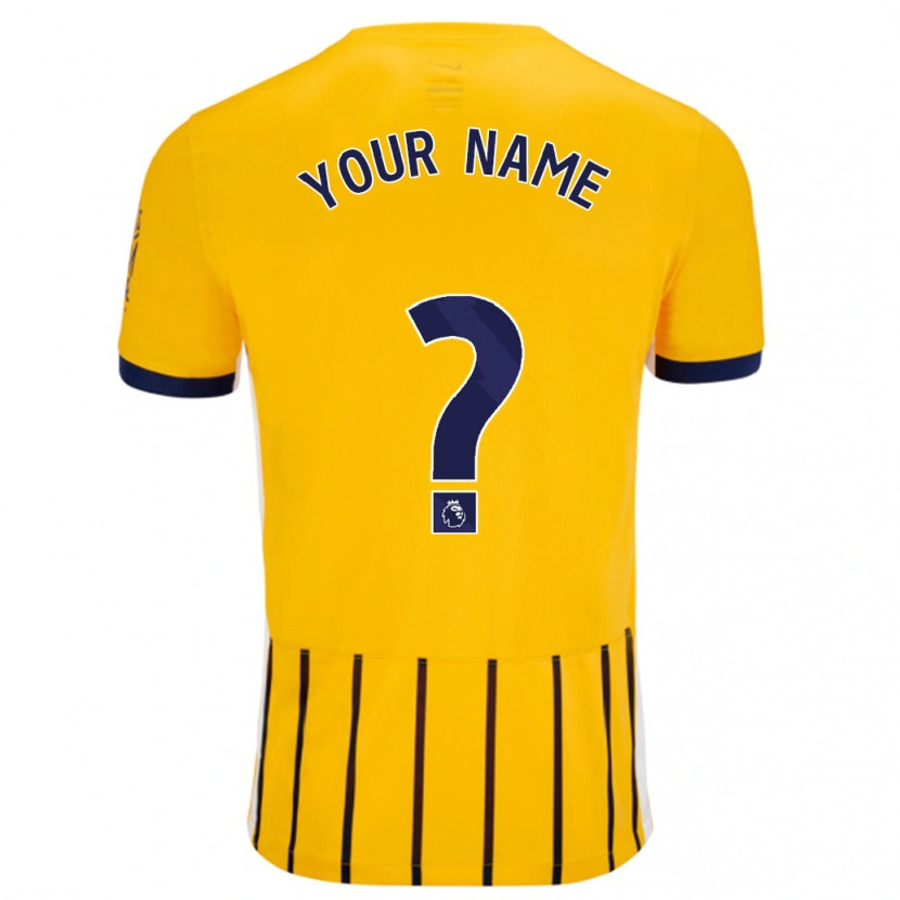 Danxen Niño Camiseta Su Nombre #0 Dorado Azul Rayas 2ª Equipación 2024/25 La Camisa México