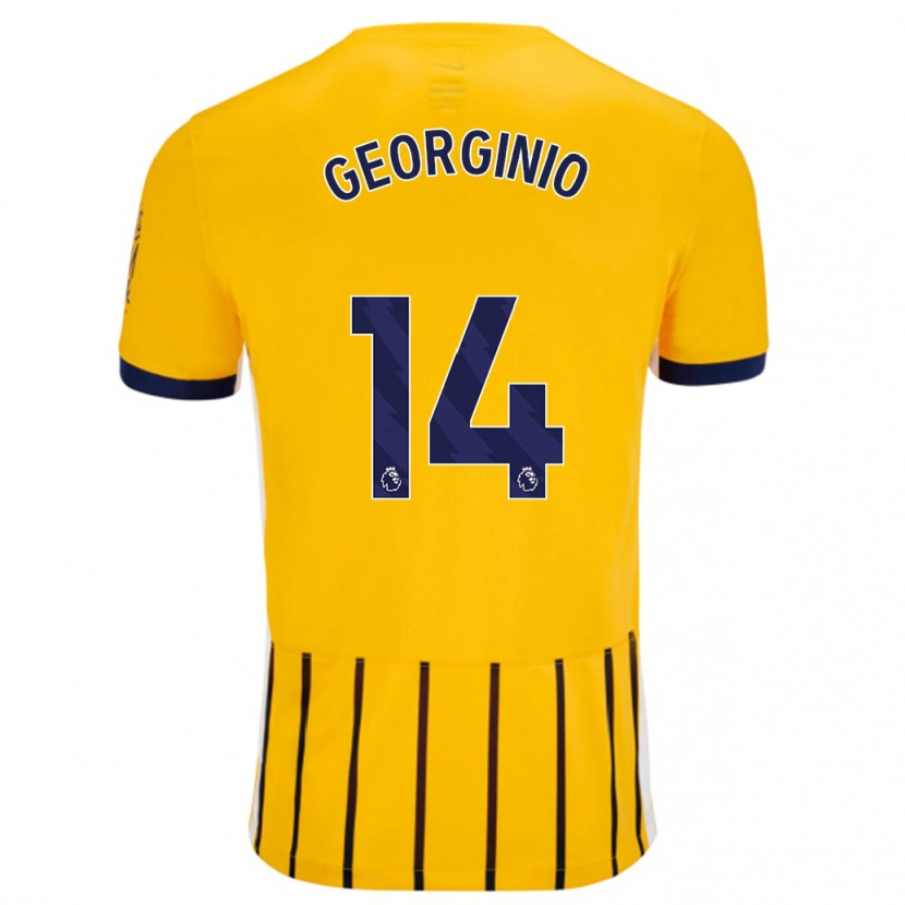 Danxen Niño Camiseta Georginio Rutter #14 Dorado Azul Rayas 2ª Equipación 2024/25 La Camisa México