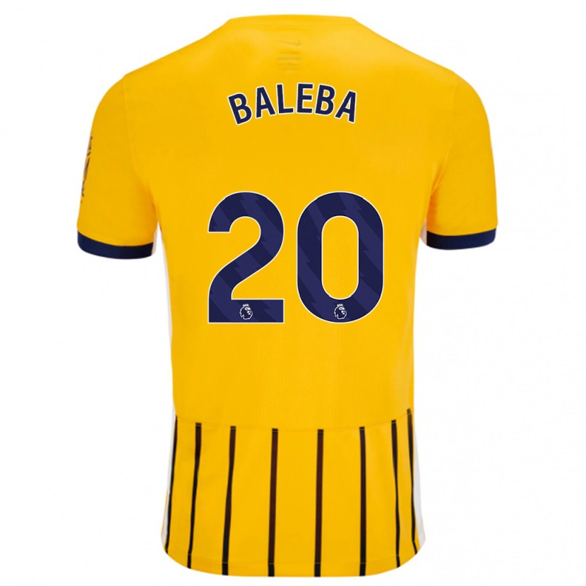 Danxen Niño Camiseta Carlos Baleba #20 Dorado Azul Rayas 2ª Equipación 2024/25 La Camisa México