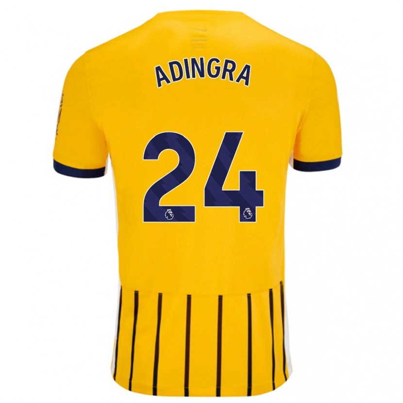 Danxen Niño Camiseta Simon Adingra #24 Dorado Azul Rayas 2ª Equipación 2024/25 La Camisa México