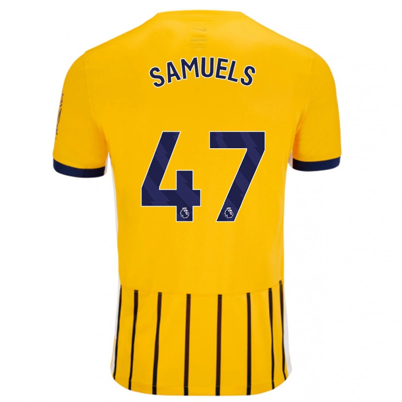 Danxen Niño Camiseta Imari Samuels #47 Dorado Azul Rayas 2ª Equipación 2024/25 La Camisa México