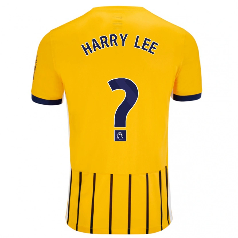Danxen Niño Camiseta Harry Lee #0 Dorado Azul Rayas 2ª Equipación 2024/25 La Camisa México