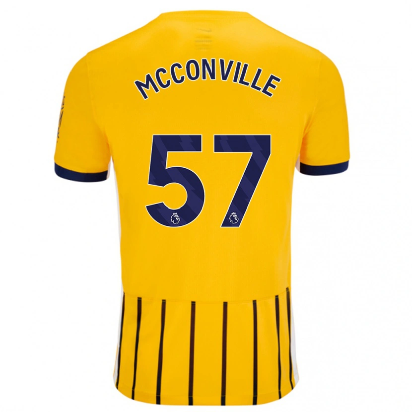 Danxen Niño Camiseta Ruairi Mcconville #57 Dorado Azul Rayas 2ª Equipación 2024/25 La Camisa México
