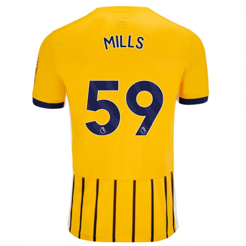 Danxen Niño Camiseta Harry Mills #59 Dorado Azul Rayas 2ª Equipación 2024/25 La Camisa México