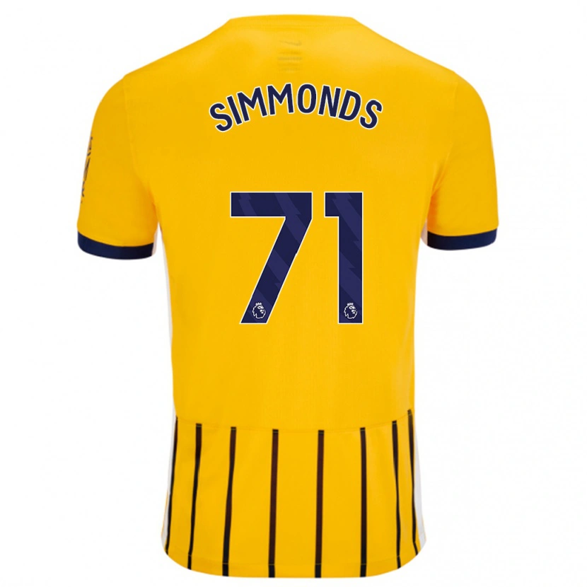 Danxen Niño Camiseta Freddie Simmonds #71 Dorado Azul Rayas 2ª Equipación 2024/25 La Camisa México