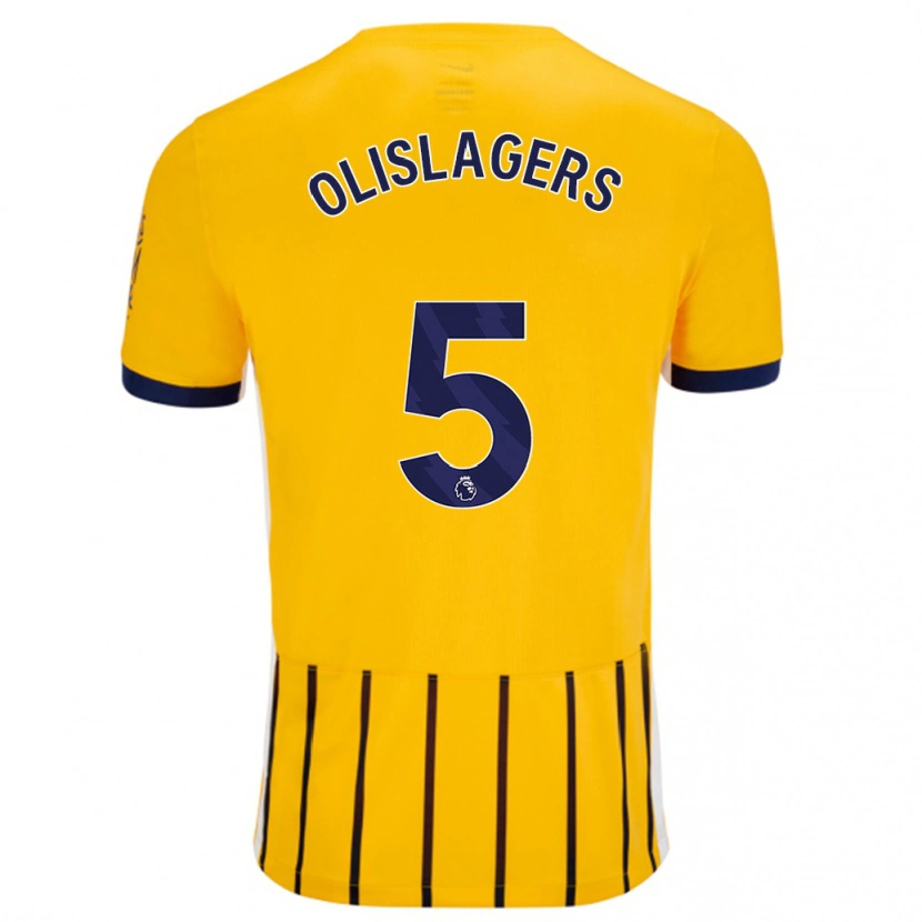 Danxen Niño Camiseta Marisa Olislagers #5 Dorado Azul Rayas 2ª Equipación 2024/25 La Camisa México