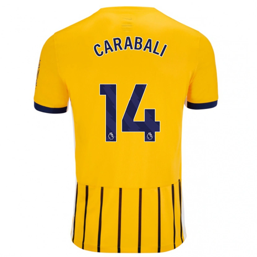 Danxen Niño Camiseta Jorelyn Carabalí #14 Dorado Azul Rayas 2ª Equipación 2024/25 La Camisa México