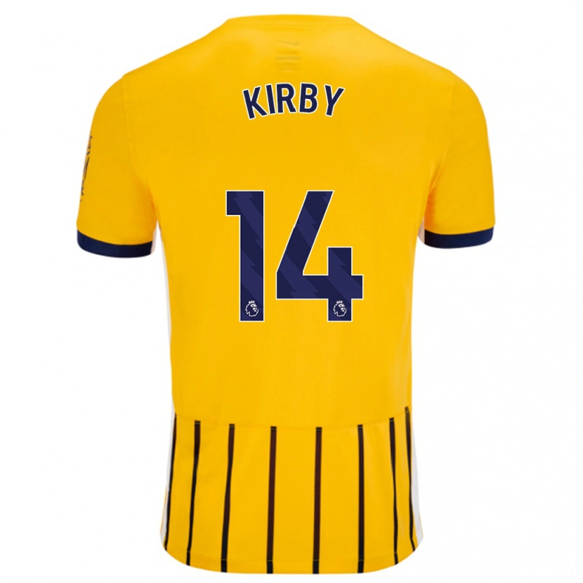 Danxen Niño Camiseta Fran Kirby #14 Dorado Azul Rayas 2ª Equipación 2024/25 La Camisa México