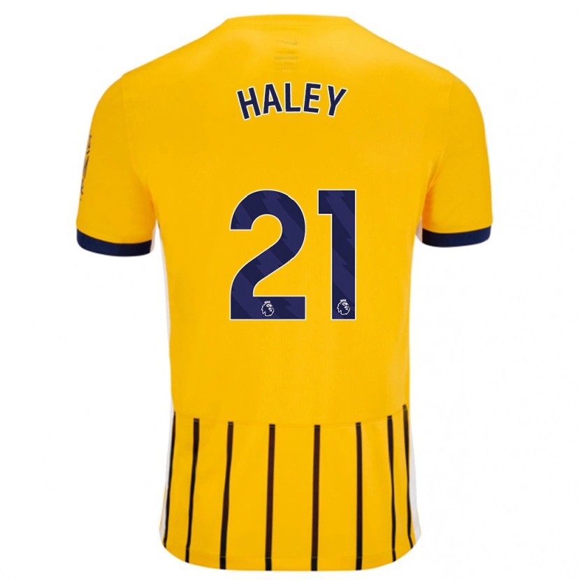 Danxen Niño Camiseta Madison Haley #21 Dorado Azul Rayas 2ª Equipación 2024/25 La Camisa México