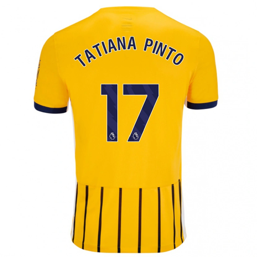 Danxen Niño Camiseta Tatiana Vanessa Ferreira Pinto #17 Dorado Azul Rayas 2ª Equipación 2024/25 La Camisa México