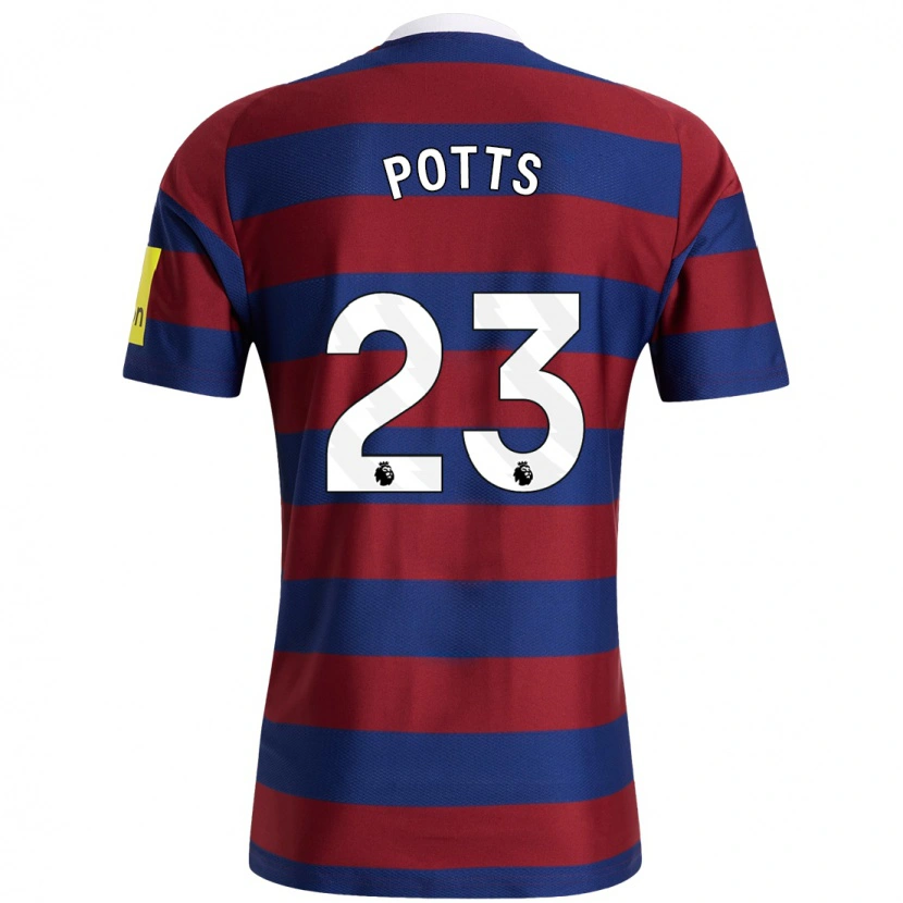 Danxen Niño Camiseta Charlotte Potts #23 Burdeos Azul Marino 2ª Equipación 2024/25 La Camisa México