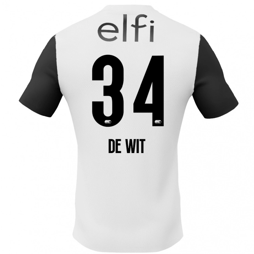 Danxen Niño Camiseta Mees De Wit #34 Blanco Negro 2ª Equipación 2024/25 La Camisa México