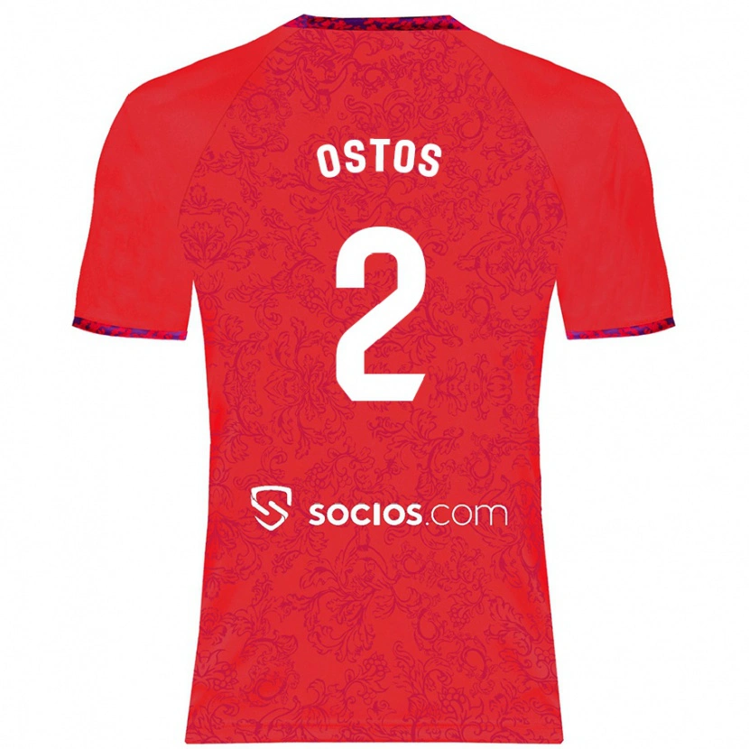 Danxen Niño Camiseta Fran Ostos #2 Rojo 2ª Equipación 2024/25 La Camisa México