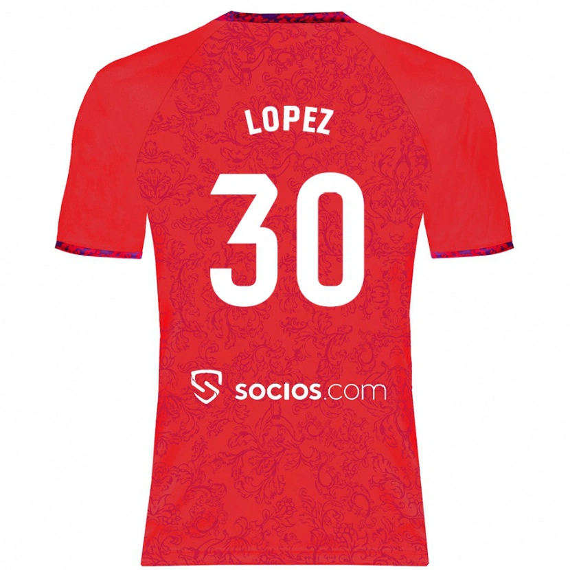 Danxen Niño Camiseta Alba López #30 Rojo 2ª Equipación 2024/25 La Camisa México