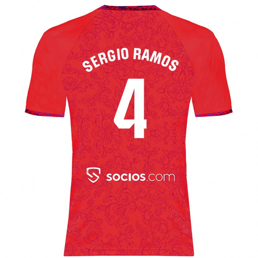 Danxen Niño Camiseta Sergio Ramos #4 Rojo 2ª Equipación 2024/25 La Camisa México