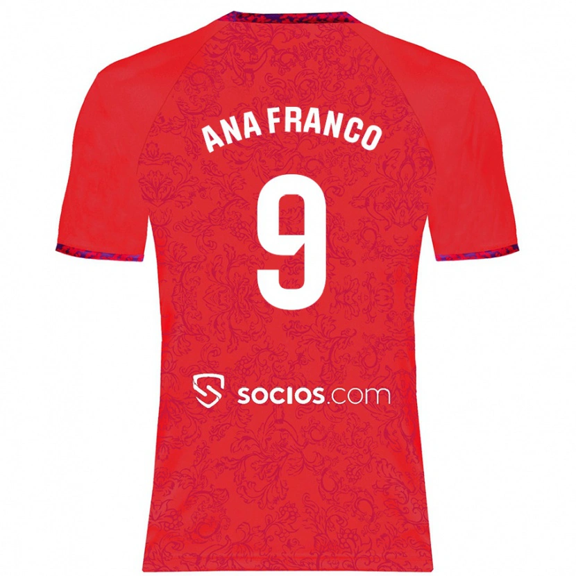 Danxen Niño Camiseta Ana Franco De La Vega #9 Rojo 2ª Equipación 2024/25 La Camisa México