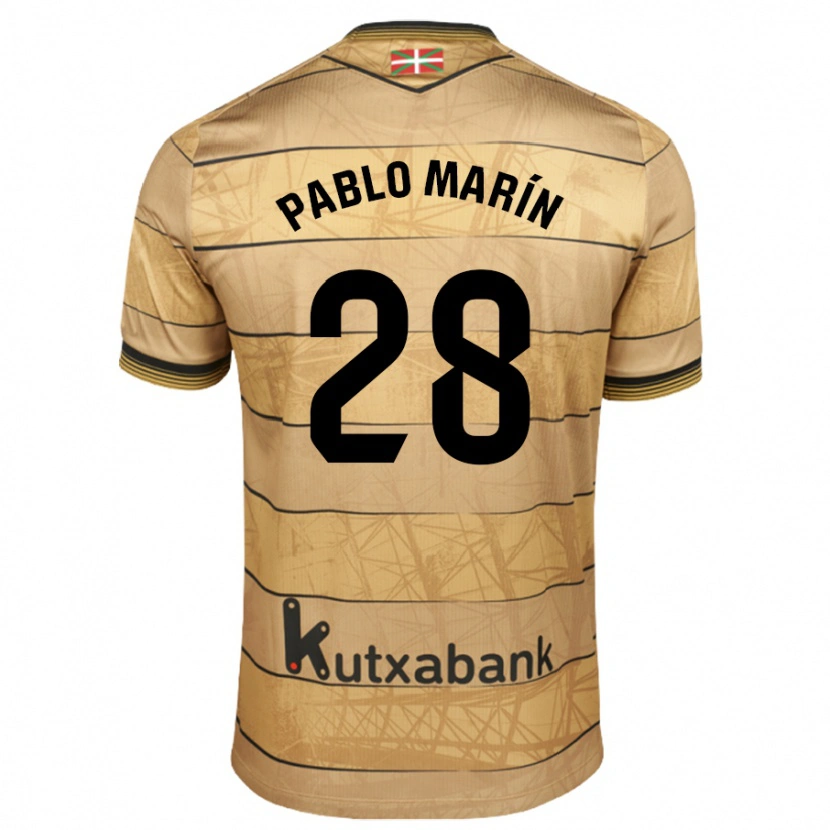 Danxen Niño Camiseta Pablo Marín #28 Marrón 2ª Equipación 2024/25 La Camisa México