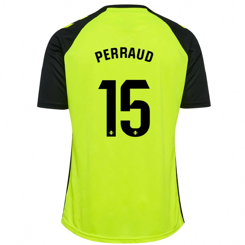 Danxen Niño Camiseta Romain Perraud #15 Amarillo Fluorescente Negro 2ª Equipación 2024/25 La Camisa México
