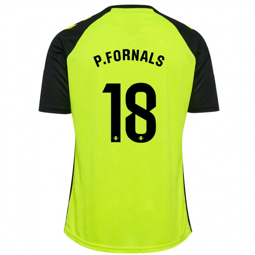 Danxen Niño Camiseta Pablo Fornals #18 Amarillo Fluorescente Negro 2ª Equipación 2024/25 La Camisa México