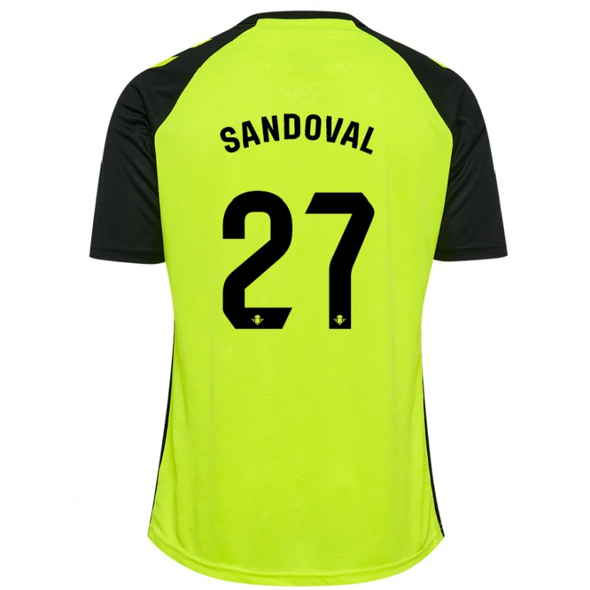 Danxen Niño Camiseta Keimer Sandoval #27 Amarillo Fluorescente Negro 2ª Equipación 2024/25 La Camisa México