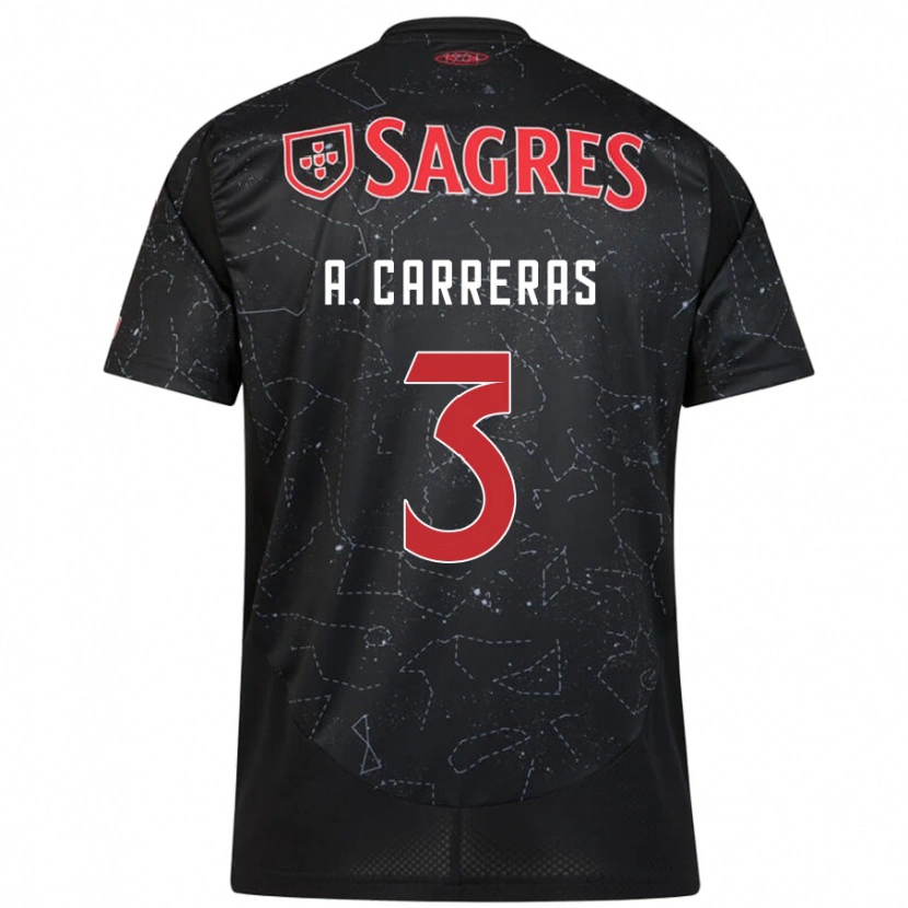 Danxen Niño Camiseta Álvaro Carreras #3 Negro Rojo 2ª Equipación 2024/25 La Camisa México