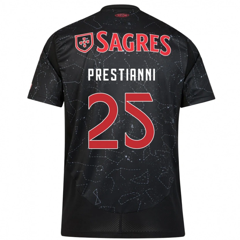 Danxen Niño Camiseta Gianluca Prestianni #25 Negro Rojo 2ª Equipación 2024/25 La Camisa México