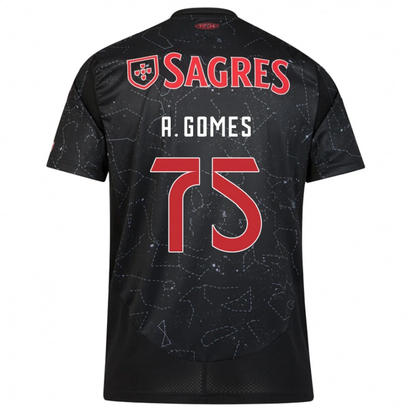 Danxen Niño Camiseta André Gomes #75 Negro Rojo 2ª Equipación 2024/25 La Camisa México