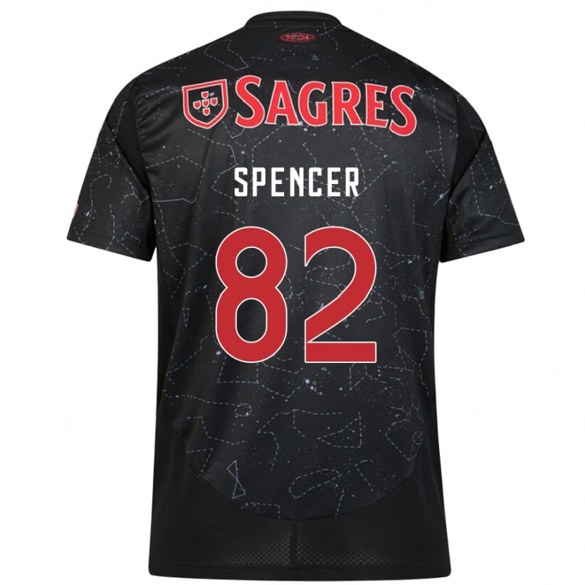 Danxen Niño Camiseta Diogo Spencer #82 Negro Rojo 2ª Equipación 2024/25 La Camisa México