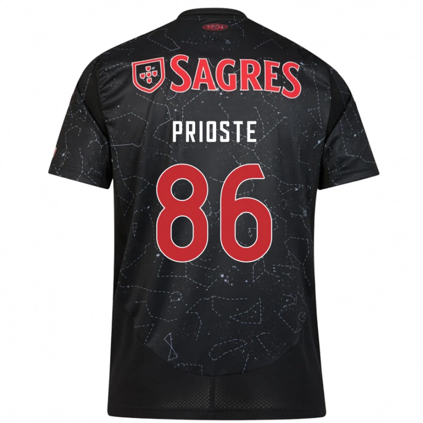 Danxen Niño Camiseta Diogo Prioste #86 Negro Rojo 2ª Equipación 2024/25 La Camisa México