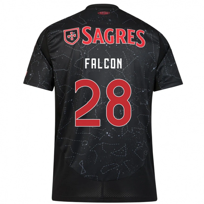 Danxen Niño Camiseta Andrea Falcón #28 Negro Rojo 2ª Equipación 2024/25 La Camisa México
