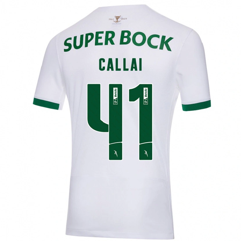 Danxen Niño Camiseta Diego Callai #41 Blanco Verde 2ª Equipación 2024/25 La Camisa México
