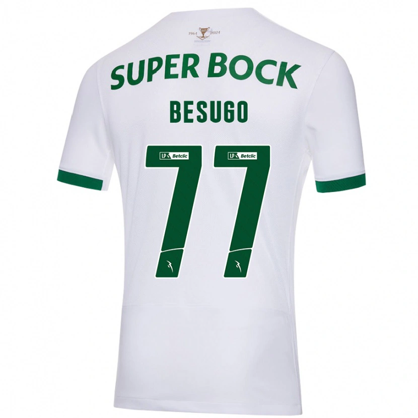 Danxen Niño Camiseta Rafael Besugo #77 Blanco Verde 2ª Equipación 2024/25 La Camisa México