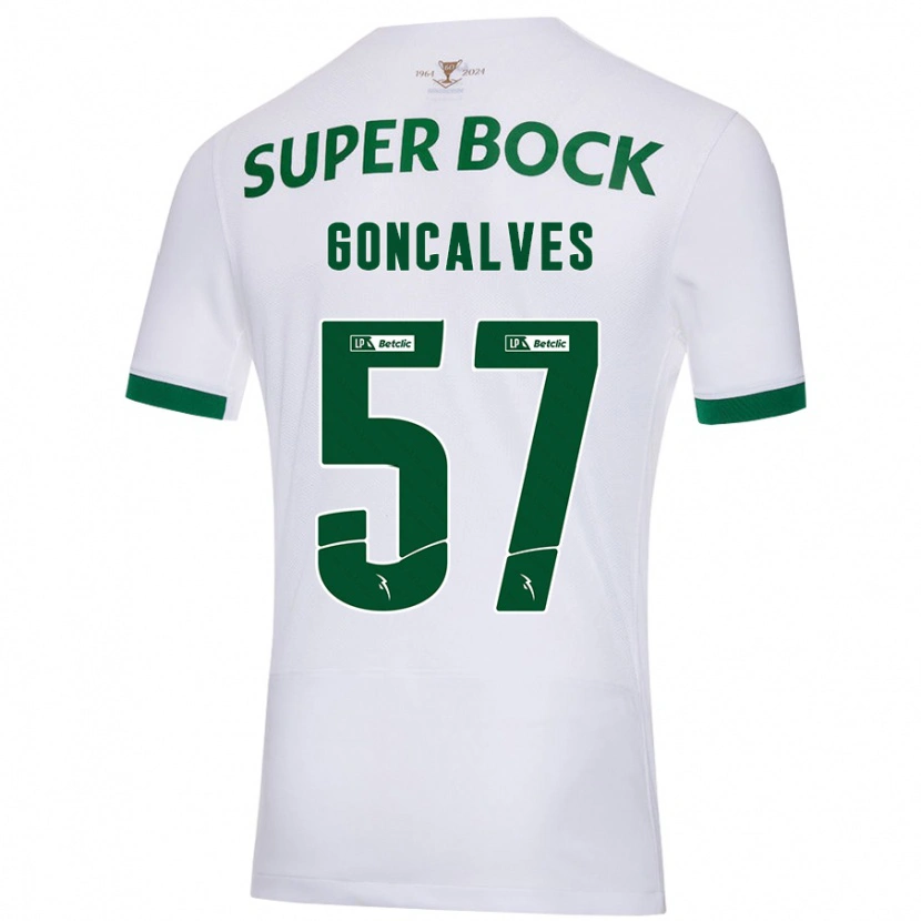 Danxen Niño Camiseta Inês Gonçalves #57 Blanco Verde 2ª Equipación 2024/25 La Camisa México