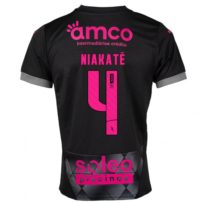 Danxen Niño Camiseta Sikou Niakaté #4 Negro Rosa 2ª Equipación 2024/25 La Camisa México