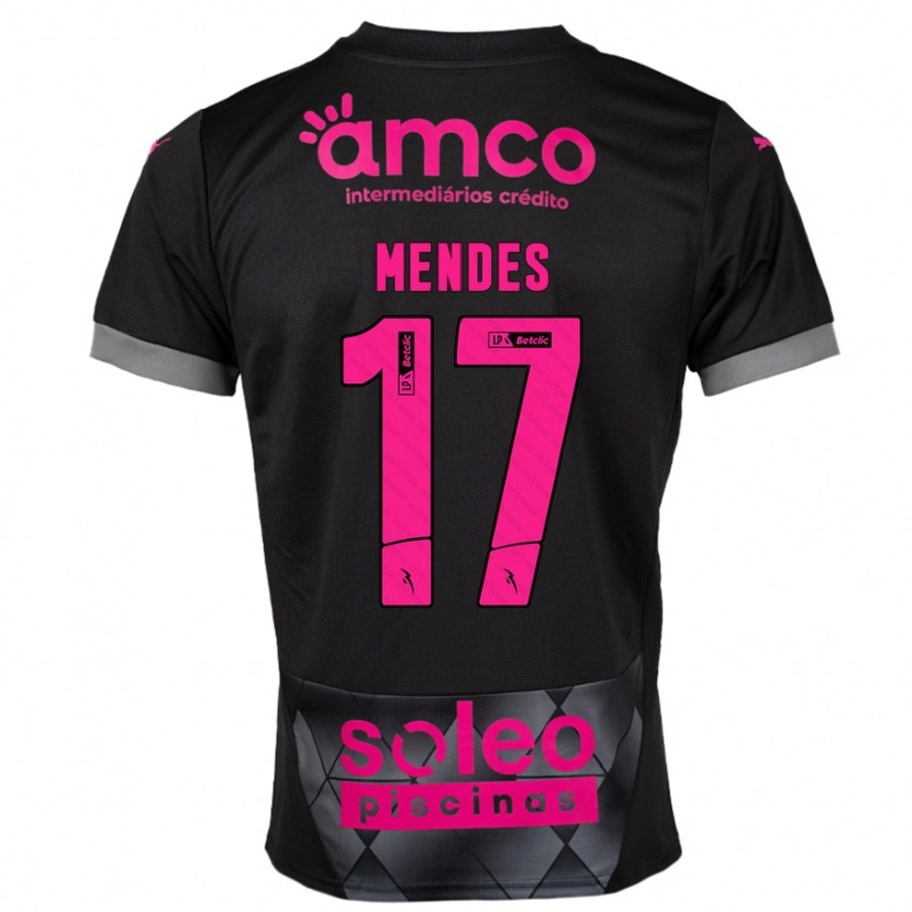 Danxen Niño Camiseta Joe Mendes #17 Negro Rosa 2ª Equipación 2024/25 La Camisa México