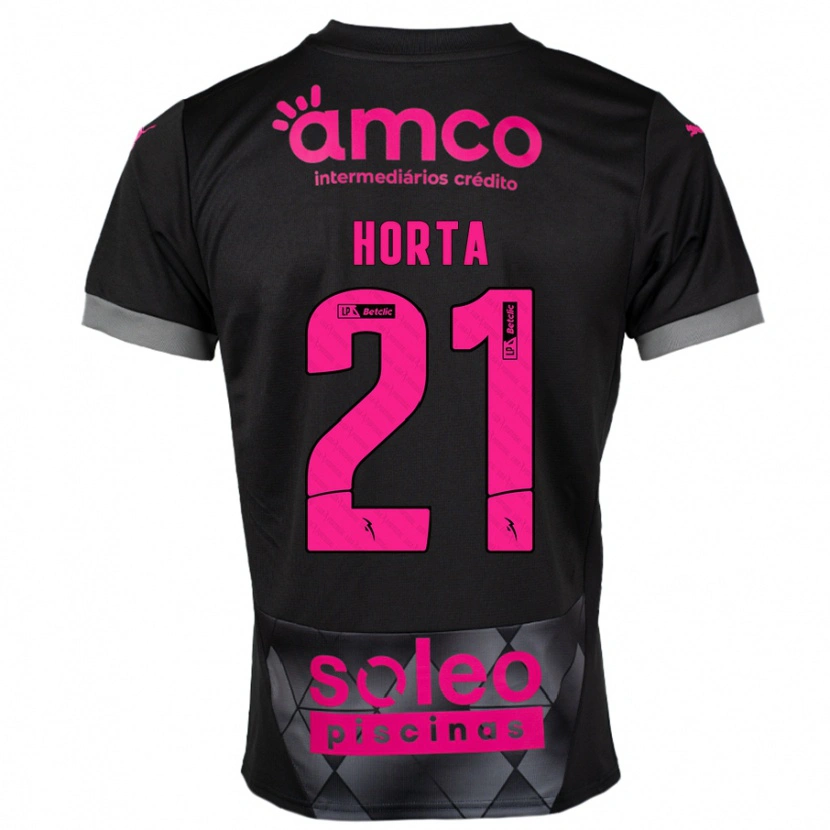 Danxen Niño Camiseta Ricardo Horta #21 Negro Rosa 2ª Equipación 2024/25 La Camisa México