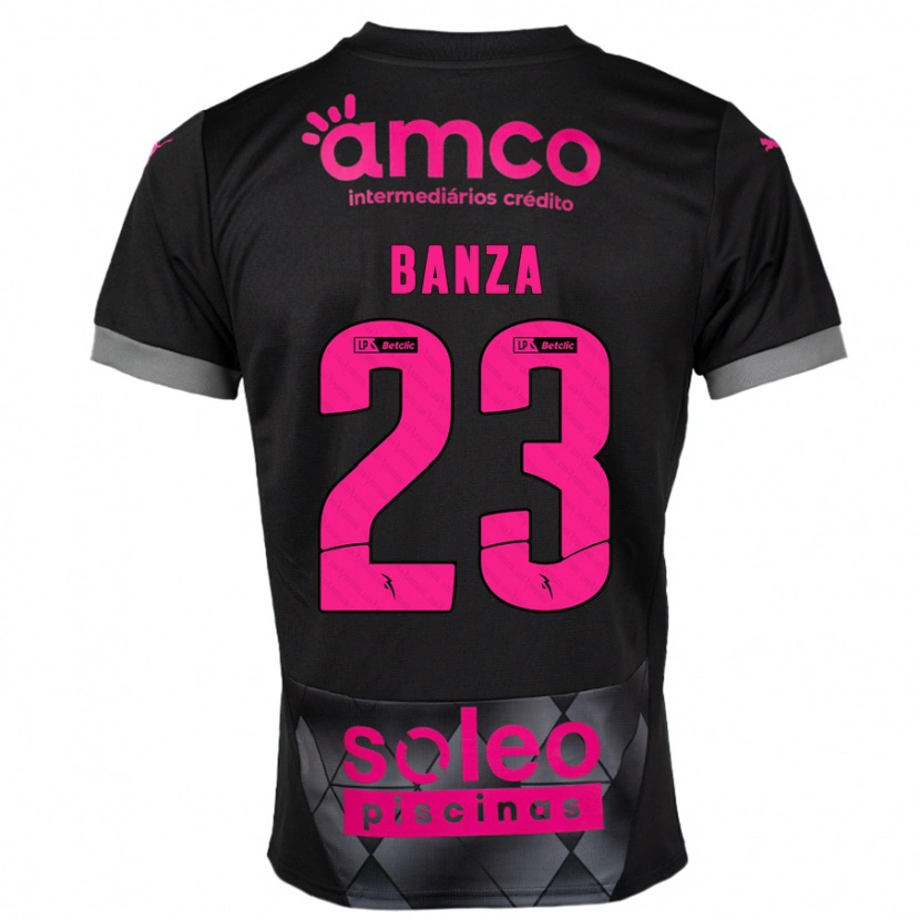 Danxen Niño Camiseta Simon Banza #23 Negro Rosa 2ª Equipación 2024/25 La Camisa México