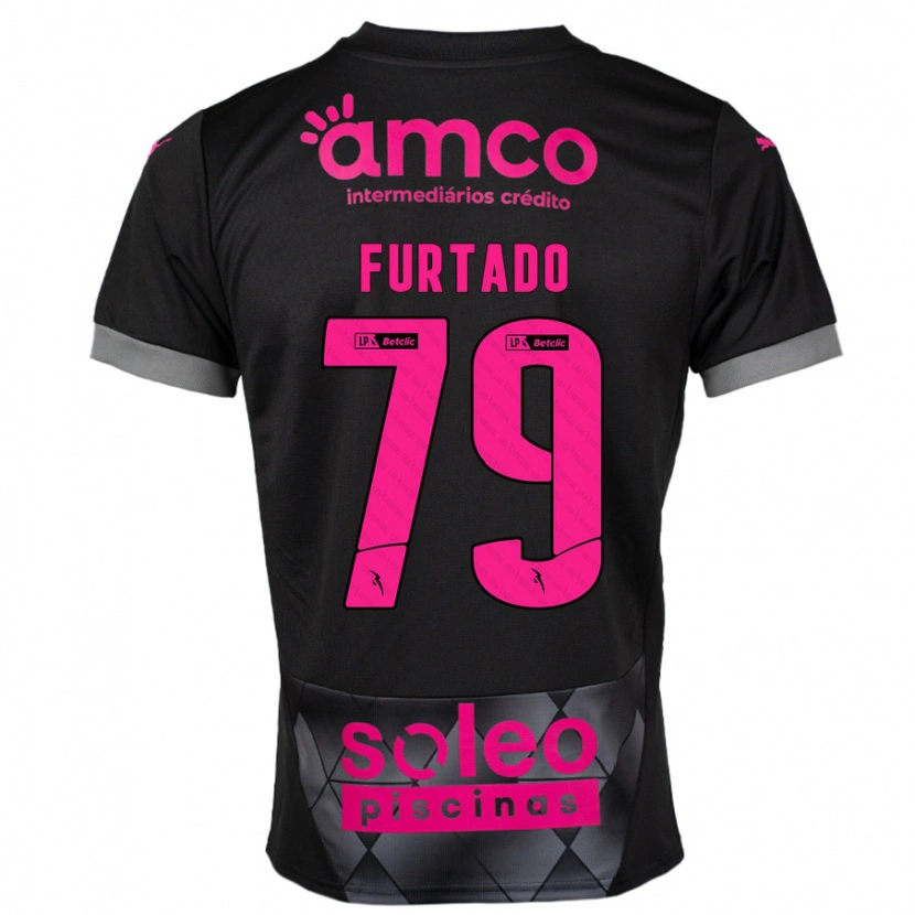 Danxen Niño Camiseta Rúben Furtado #79 Negro Rosa 2ª Equipación 2024/25 La Camisa México