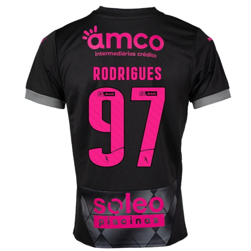 Danxen Niño Camiseta Dinis Rodrigues #97 Negro Rosa 2ª Equipación 2024/25 La Camisa México