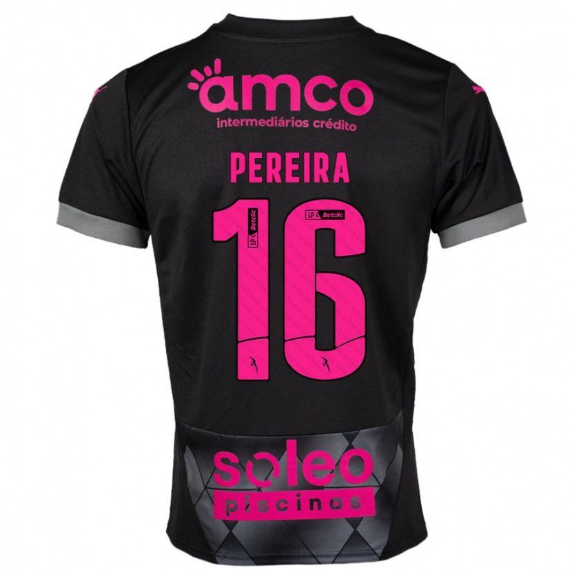 Danxen Niño Camiseta Catarina Pereira #16 Negro Rosa 2ª Equipación 2024/25 La Camisa México