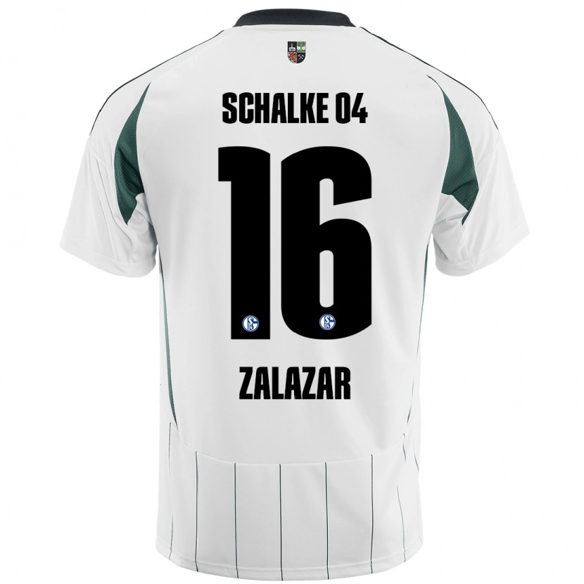 Danxen Niño Camiseta Mauro Zalazar #16 Blanco Verde 2ª Equipación 2024/25 La Camisa México