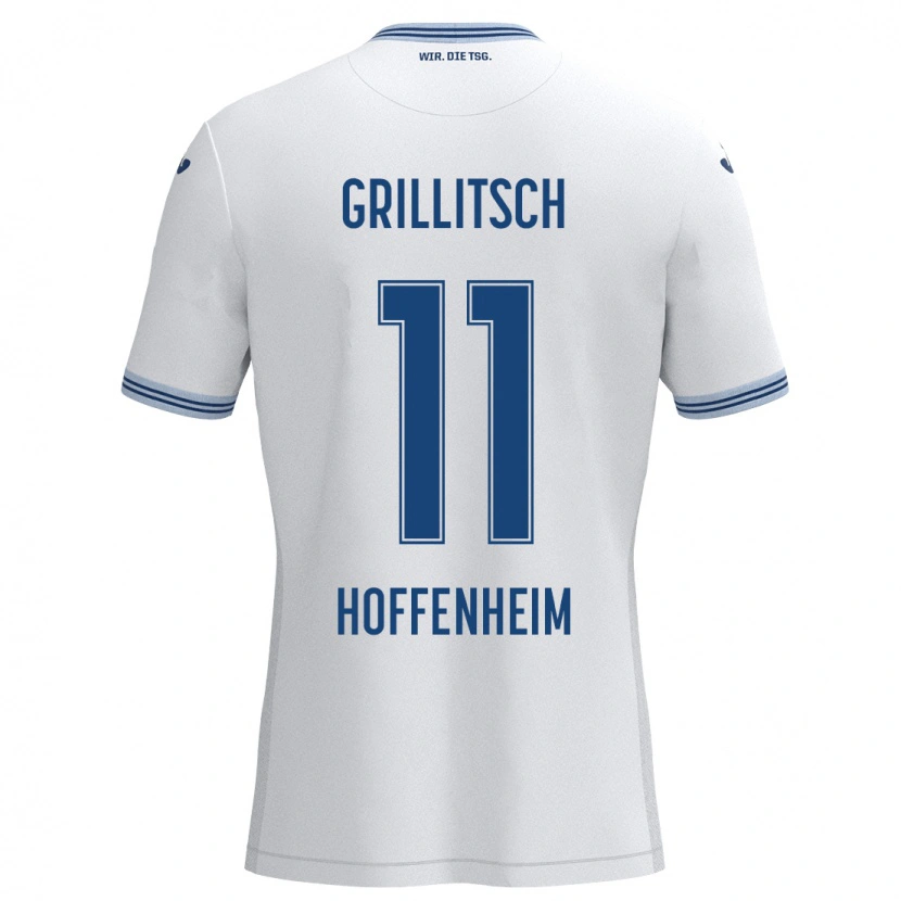 Danxen Niño Camiseta Florian Grillitsch #11 Blanco Azul 2ª Equipación 2024/25 La Camisa México