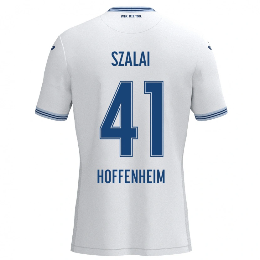 Danxen Niño Camiseta Attila Szalai #41 Blanco Azul 2ª Equipación 2024/25 La Camisa México