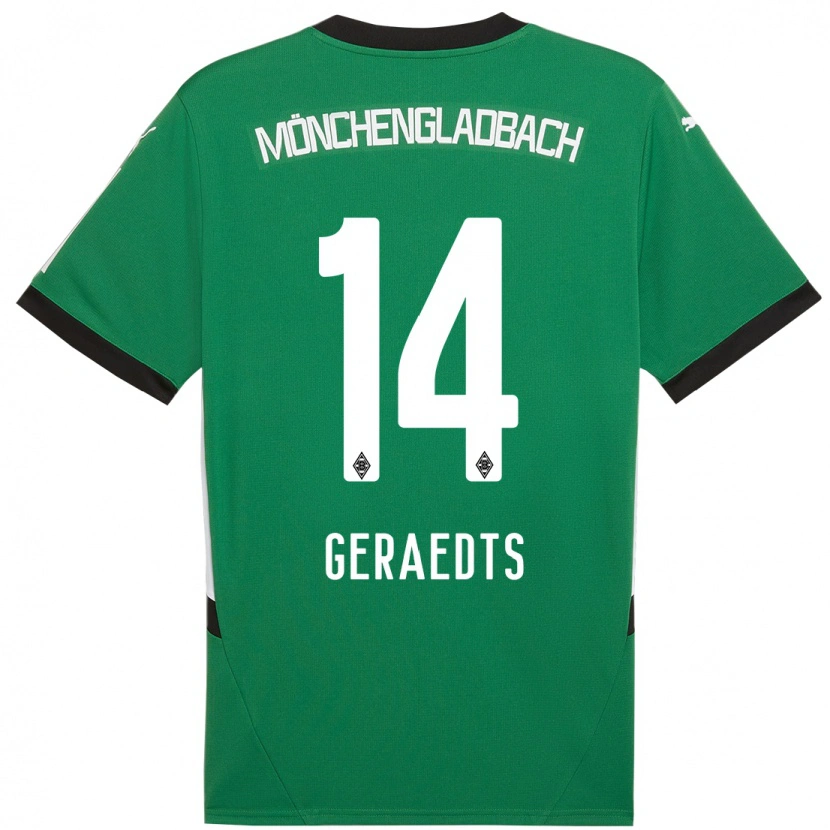 Danxen Niño Camiseta Kelsey Geraedts #14 Verde Blanco 2ª Equipación 2024/25 La Camisa México