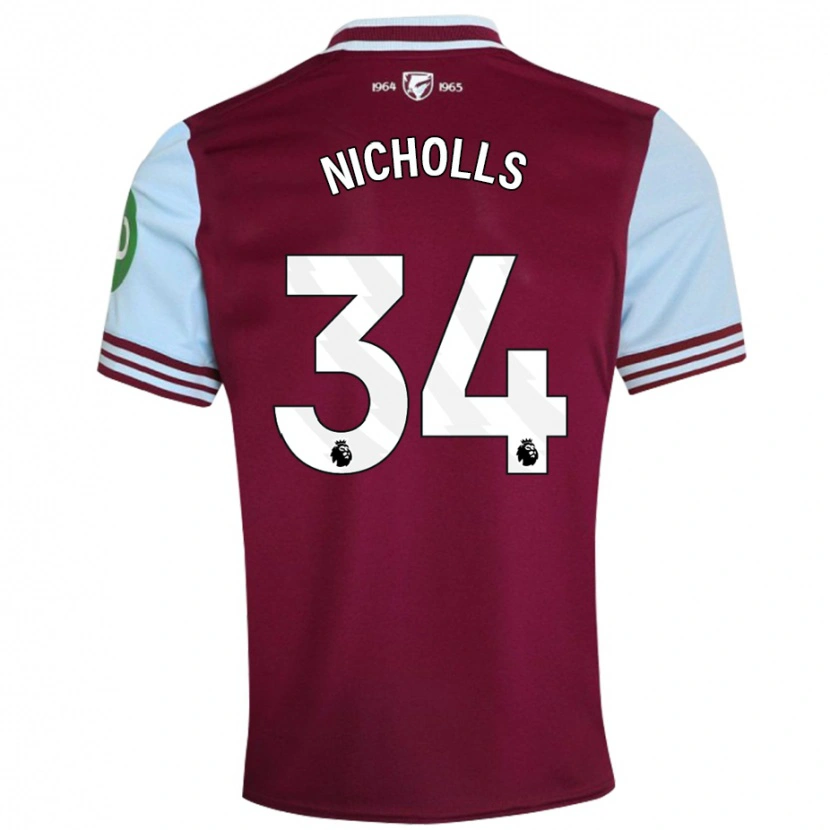 Danxen Hombre Camiseta Macey Nicholls #34 Rojo Oscuro 1ª Equipación 2024/25 La Camisa México