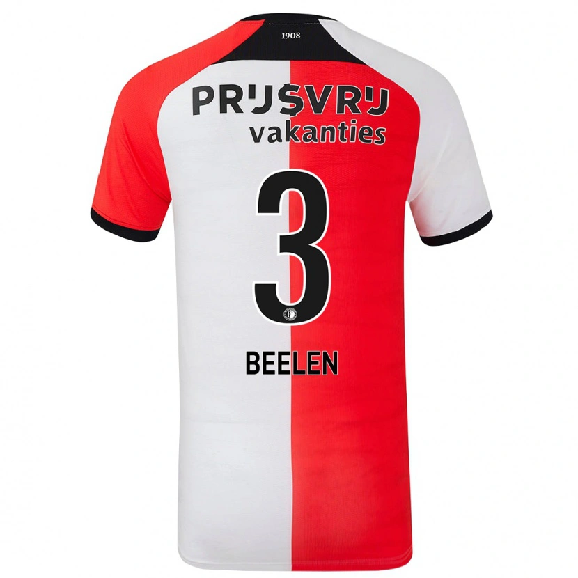 Danxen Hombre Camiseta Thomas Beelen #3 Rojo Blanco 1ª Equipación 2024/25 La Camisa México